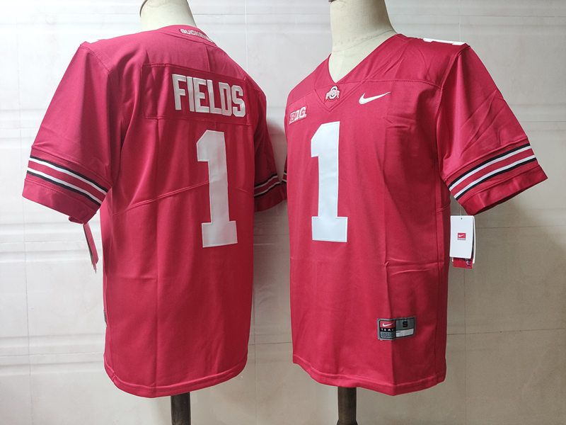 Men Ohio State Buckeyes 1 Fields Red Nike 2025 NCAA Jersey